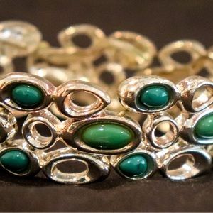 Gold Teal/Green Expandable Bracelet